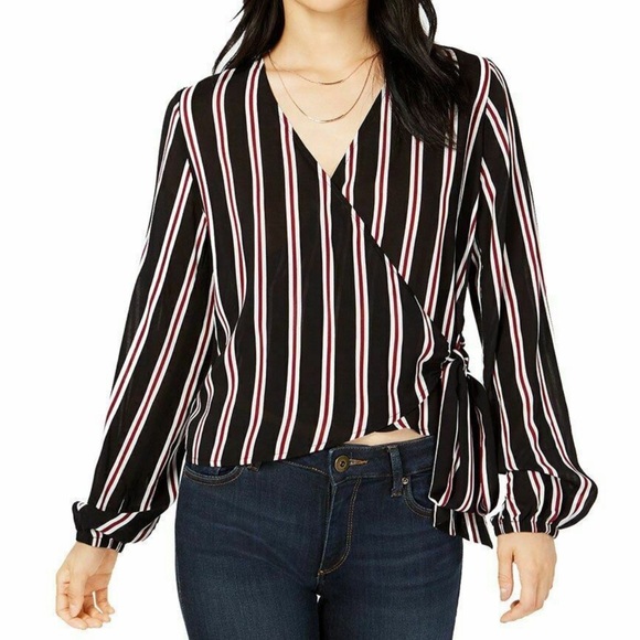 Polly & Esther Tops - 🔴 4/$15 Striped Wrap Long-Sleeved Top in L